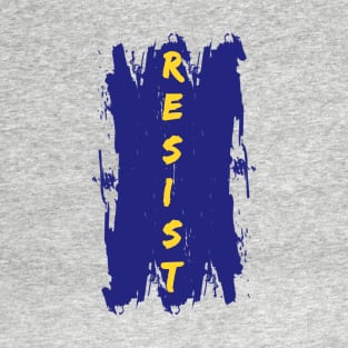 'Resist' label - yellow and blue T-Shirt